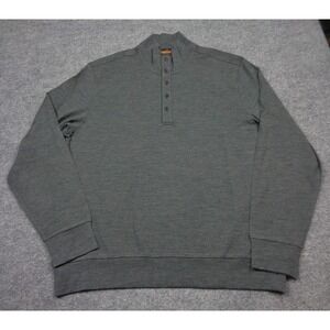 Ascot Chang Sport Sweater Mens 2XL Gray Merino Wool Long Sleeve Henley